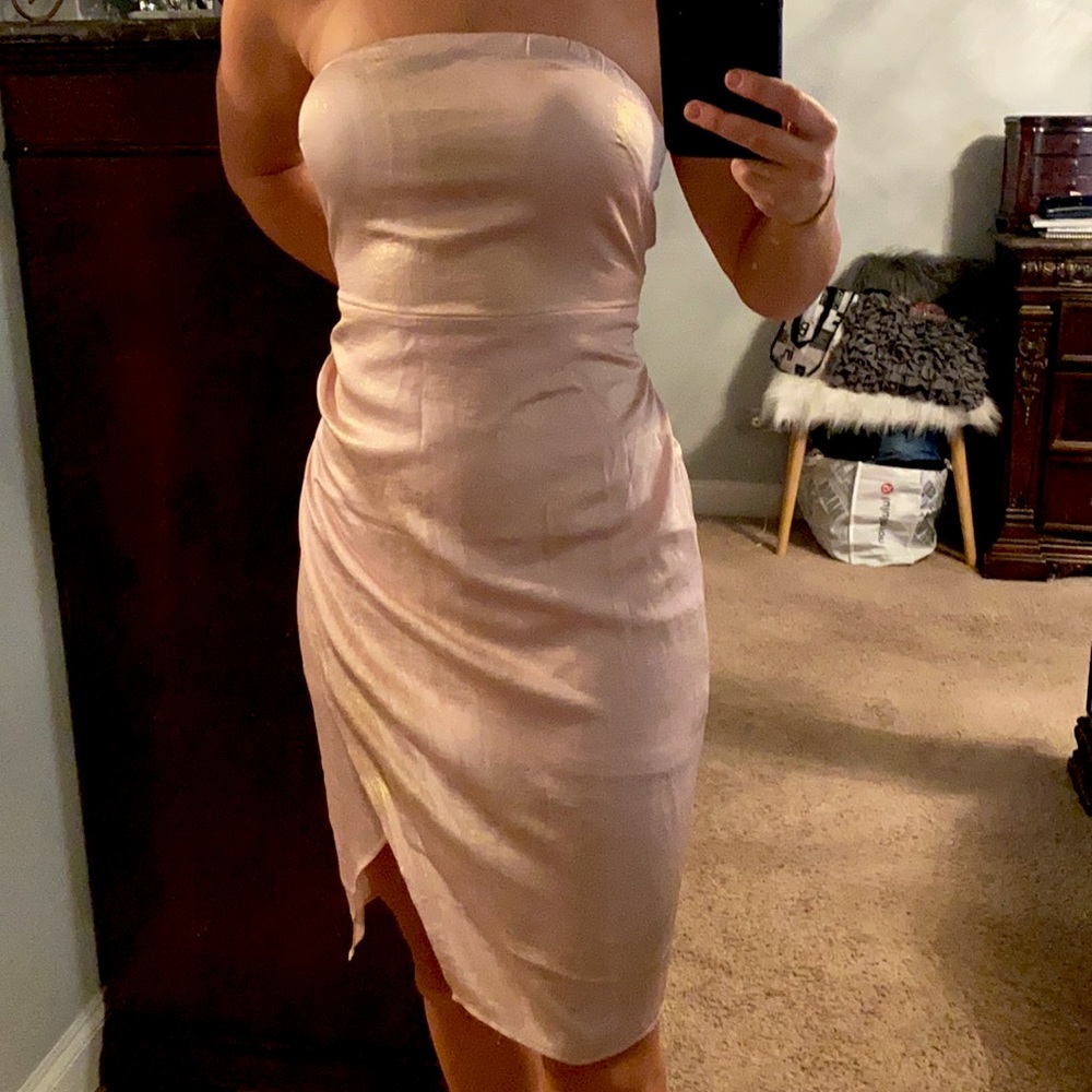 NWT Express Strapless Pink w/ Gold Shimmer Dress